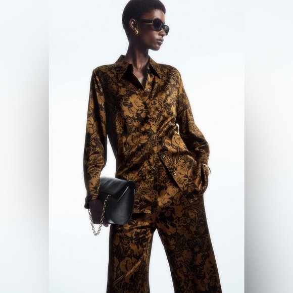 COS Tops - COS Black and Gold Floral Blouse